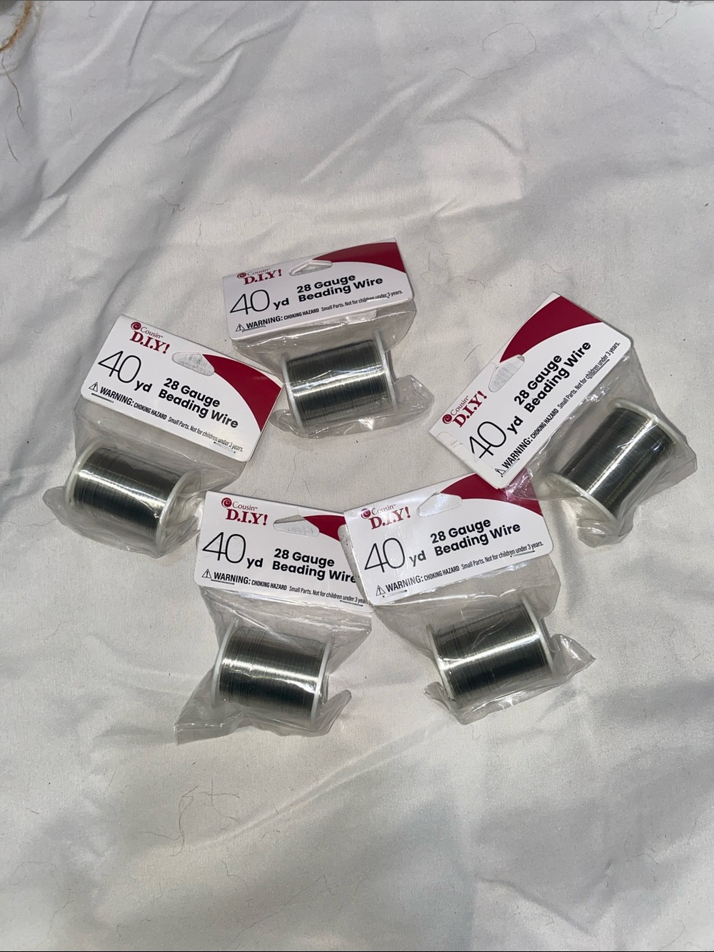28 Gauge Beading Wire 40 yd 5-Spools - Silver